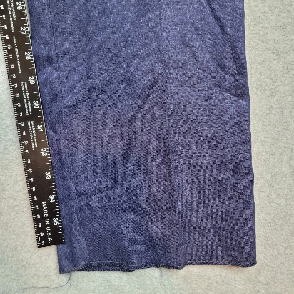 Ralph Ralph Lauren Eddie Dress Pants Mens 42x34 Navy Blue 100% Linen Big & Tall